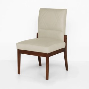 Cadeira De Jantar Aurora Base Madeira Maciça Estofada Suede Bege