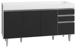 Balcão Gabinete para pia sem Tampo 150cm Marrocos Branco/Preto - Lumil