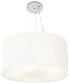 Lustre Pendente Cilíndrico Md-4191 Cúpula em Tecido 55x25cm Branco - Bivolt