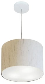 Lustre Pendente Cilíndrico Md-4210 Cúpula em Tecido 30x25cm Linho Bege - Bivolt