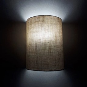 Arandela Meia Cana Retro Md-2003 Cúpula em Tecido 25/18x10cm Rustico Bege - Bivolt