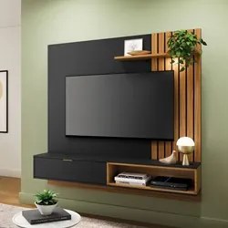 Painel Bancada Suspensa para TV até 65 Pol. Ripado 180cm Tocantins Pre