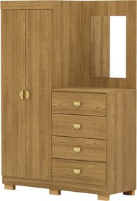 Cômoda Roupeiro Allure 4 Gavetas 1 Espelho 2 Portas com Prateleiras Nature G98 - Gran Belo