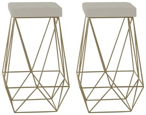 Kit 2 Banqueta Decorativa Kathy Base Gold Suede Bege G41 - Gran Belo