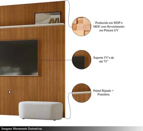 Painel Decorativo 245cm Hirta Frisado MDP até 75 Cinamomo/OffWhite G97 - Gran Belo
