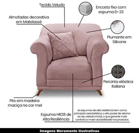 Kit 2 Poltronas Decorativas com 2 Almofadas Armstrong Veludo Lilás G63 - Gran Belo