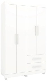 Roupeiro Guarda Roupa 4 Portas Prateleiras 2 Gavetas Branco