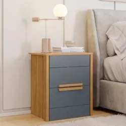 Mesa de Cabeceira 2 Gavetas 51cm Lara Z17 Freijó/Cinza - Mpozenato