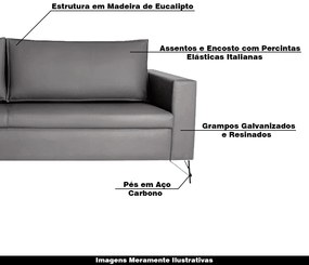 Sofá Decorativo 2 Lugares 190 CM Denmark Veludo Cinza Com Pés Preto G62 - Gran Belo
