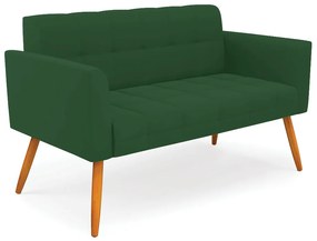 Kit 1 Sofá Namoradeira e 2 Poltronas Elisa Veludo Pés Palito Castanho - D'Rossi - Verde
