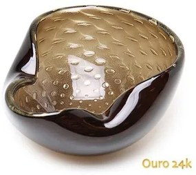 Bowl 2 Tela Fumê Com Ouro Murano Cristais Cadoro BOWL 2 TELA FM C/OURO-LV