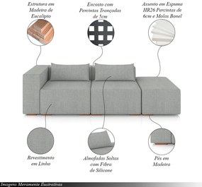 Sofá Versátil Sala de Estar Atlanta 358cm Modulado Linho Cinza Escuro G52 - Gran Belo