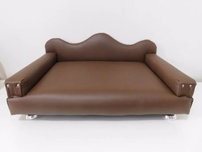 Cama Sofá Pet Meg Para Cães E Gatos Elegante e confortável Courino Marrom