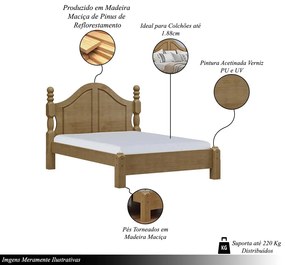 Cama de Casal Madeira Maciça Naipe Freijó G74 - Gran Belo