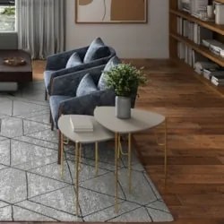 Mesa Lateral Para Sala Pés Metálicos Kit 2 Blen Grigio/Dourado I06 - M