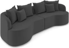 Sofá 4 Lugares 270cm Orgânico Quito Z08 Veludo Cinza Escuro - Mpozenat
