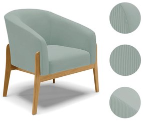 Poltrona Decorativa Base Madeira Stella Cotelê Ext/Veludo D03 - D'Rossi - Menta