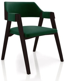 Cadeira Sala de Jantar e Jogos Carteados Madeira Maciça Poker Veludo Verde/Tabaco G42 - Gran Belo