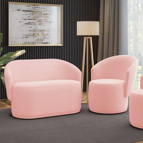 Sofá Namoradeira e Poltrona Orgânica para Sala Malu Suede M11 - D'Rossi - Rosa Bebê