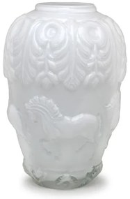 Vaso Cavalo Branco Leitoso Murano Cristais Cadoro