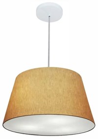 Lustre Pendente Cone Md-4021 Cúpula em Tecido 21/40x30cm Palha - Bivolt