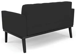 Sofá Namoradeira e 1 Poltrona Base Madeira Preto Ana Veludo Preto - Ib