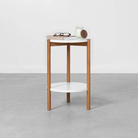 Mesa Lateral Florero Redonda Branco e Tammi - 36cm x 55cm