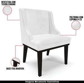 Kit 5 Cadeiras Decorativas Sala de Jantar Base Fixa de Madeira Firenze PU Branco Brilho/Preto G19 - Gran Belo