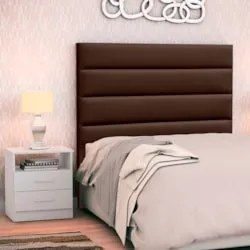 Cabeceira Cama Box Solteiro 90cm Greta Corano Marrom e 1 Mesa de Cabec