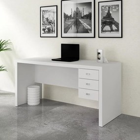 Escrivaninha Reversível Office Escritório 3 Gavetas Branco