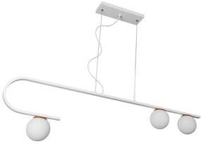 Pendente Dama 120X30Cm 3Xg9 / Cabos Kevlar Cristal / Metal E Globo Ø12... (AZO-F / CB-V - Azul Oceano Fosco / Cobre Brilho Escovado, FOSCO)