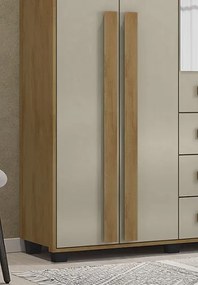 Guarda-Roupa Casal Com Espelho 5 Portas 3 Gavetas Las Vegas III Cinamomo/Off White – RV Móveis