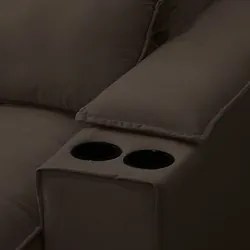 Sofá Retrátil 4 Lugares com Porta Copo 280cm Andes F05 Veludo Marrom E