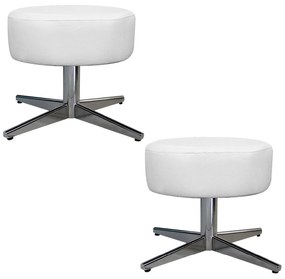 Kit 02 Puffs Sofia Base Giratória Metal Corano Branco - ADJ Decor