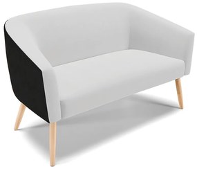 Sofá Namoradeira e Poltrona Pé Palito Natural Stella Preto/Linho Cinza D03 - D'Rossi