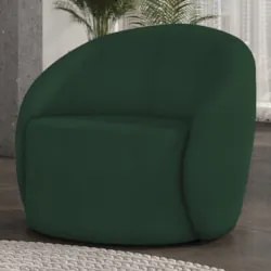 Poltrona Sala Decorativa Redonda 91cm Steve Boucle Verde I01  - Mpozen