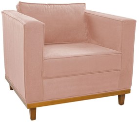 Poltrona Decorativa Europa Suede Rosê ADJ Decor