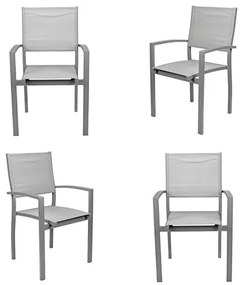 Kit 04 Cadeiras Angra Tela Mesh Base Alumínio Grafite - 75694 Sun House