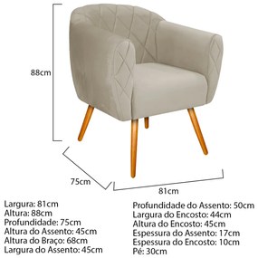 Kit 02 Poltronas Grazi Pés Palito Suede - ADJ Decor