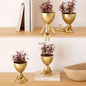 Vaso Decorativo Bob Robert Plant em Poliresina Dourado 14,5x11x10 cm - D'Rossi