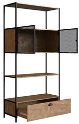 Estante Livreiro 2 Portas 1 Gaveta Estilo Industrial York Vermont/Pret