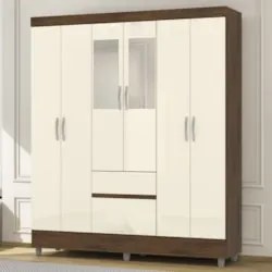 Guarda Roupa Solteiro 154cm Com Espelho Mayra Imbuia/Champanhe V02 - M