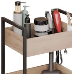 Carrinho Auxiliar para Salão de Beleza Industrial Liss Z34 Freijó/Pret