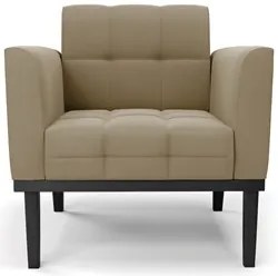 Poltrona Decorativa Base Madeira Preto Ana Suede Marrom RT - Ibiza