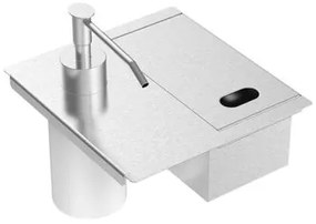 Porta Esponja Tramontina com Tampa e Dosador de Sabão Líquido em Aço Inox para uso em canal organizador 15 x 16 cm