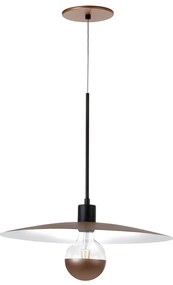 Pendente Eclisse Ø40X40Cm Disco Curvo Metal Alumínio 1Xe27 - Old Artis... (DENIM / COBRE BRILHO)