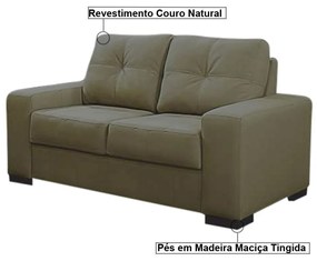 Sofá 2 Lugares 150cm Turim Couro Fendi G58 - Gran Belo