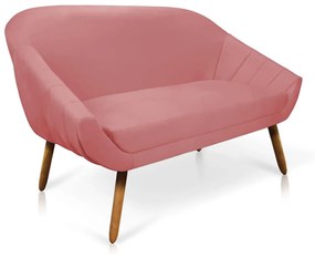 Kit 01 Namoradeira 02 Lugares e 02 Poltronas Giratória Giovana Suede Base Cromada - D'Rossi - Rose