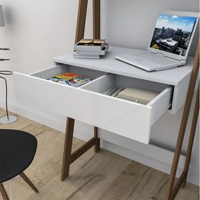 Escrivaninha Mesa Urban Com 1 Gaveta - Branco/castanho