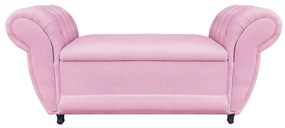 Recamier com Baú Grécia 195 cm Namoradeira Calçadeira Suede Rosa Bebê M11 - D'Rossi